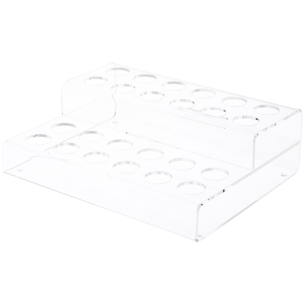 Plymor Clear Acrylic 2-Level Display Stand for 24 Round Lipstick Tubes, 3" H x 9.5" W x 7.5" D